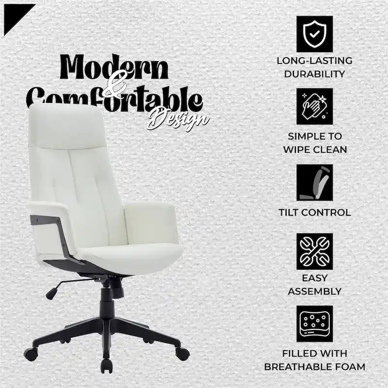 Leather Office Computer Chair Adjustable Height Swivel Desk Chair With Lumbar Support Inifini Collection