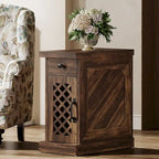 25.6 Inches Tall Wood End Table, Nightstand for Bedroom, Rustic Brown - 23.6 L x 11.8 W x 25.6 H