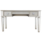 2-Drawer Mirrored Dresser with Vanity Table, Flip-Up Mirror, and Stool