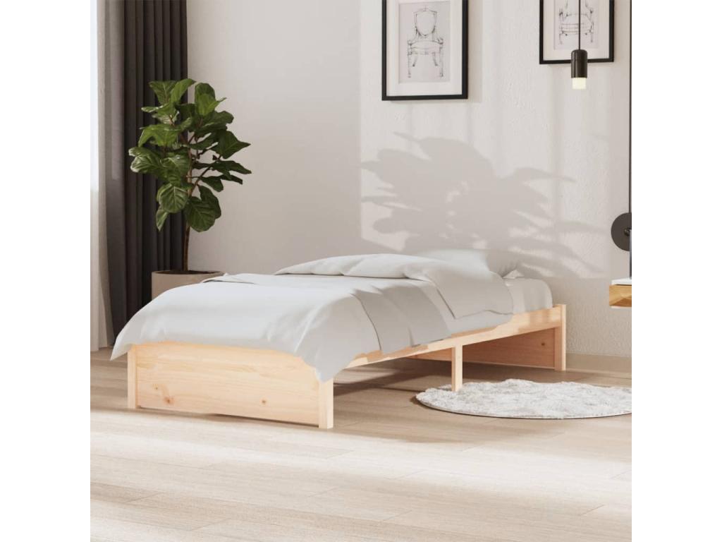 Brown Solid Wood Bed Frame, 90 x 190 cm