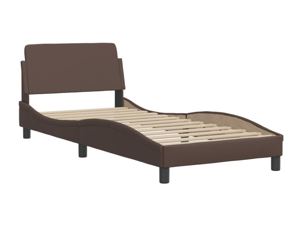 Brown Faux Leather Bed Frame, 90 x 200 cm