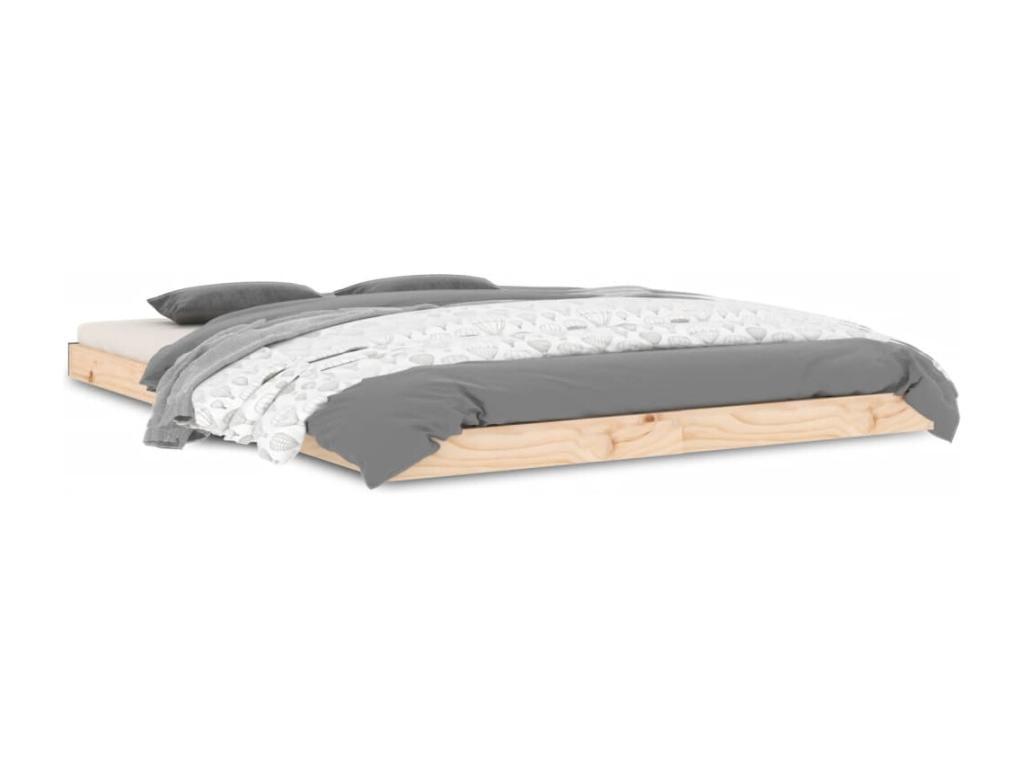 Brown Solid Wood Bed Frame, 135 x 190 cm