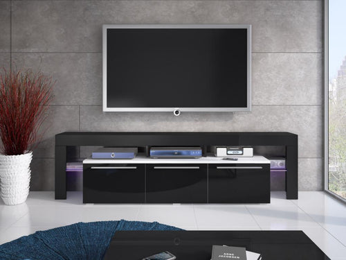 Black TV Stand, 200 x 55 x 45 cm
