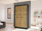 Brown Oak Wood Wardrobe, 200 x 100 x 58 cm
