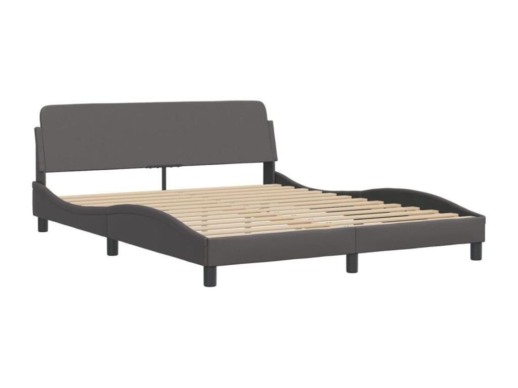 Gray Faux Leather Bed Frame, 160 x 200 cm
