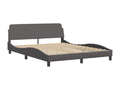 Gray Faux Leather Bed Frame, 160 x 200 cm