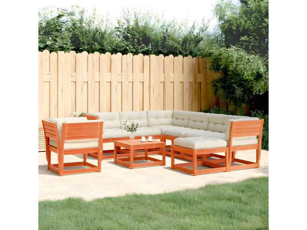 Brown Pine Wood Outdoor Furniture Set - dlz1766456553760