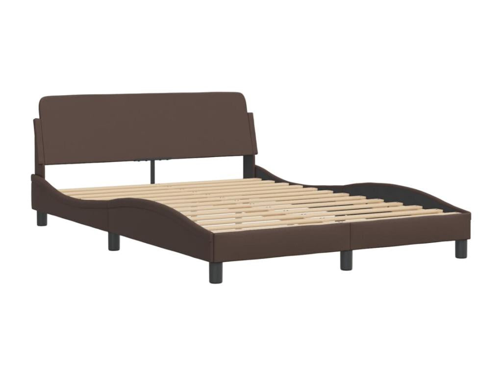 Brown Faux Leather Bed Frame, 140 x 190 cm