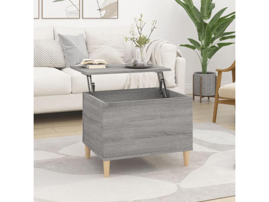 Gray Engineered Wood Coffee Table, 60 x 44.5 x 45 cm