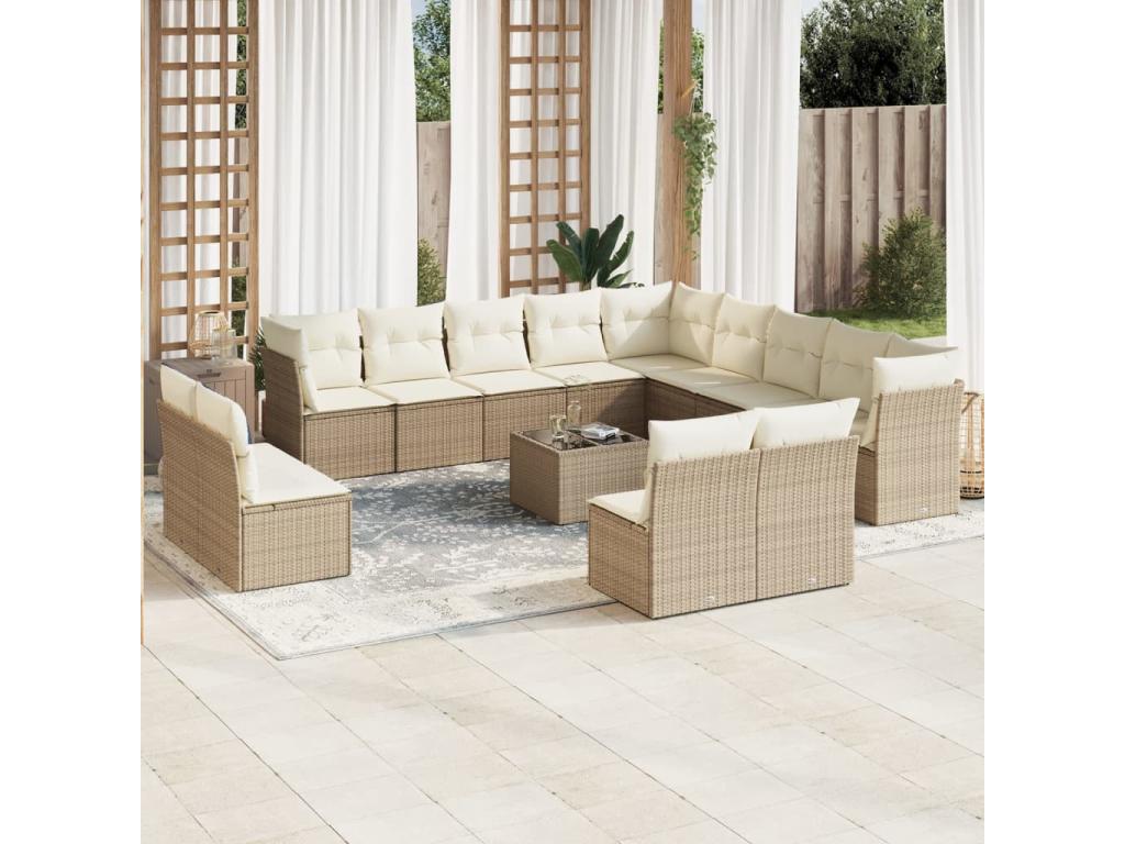 Beige Woven Resin Wicker Outdoor Furniture Set - dlz1766457142829