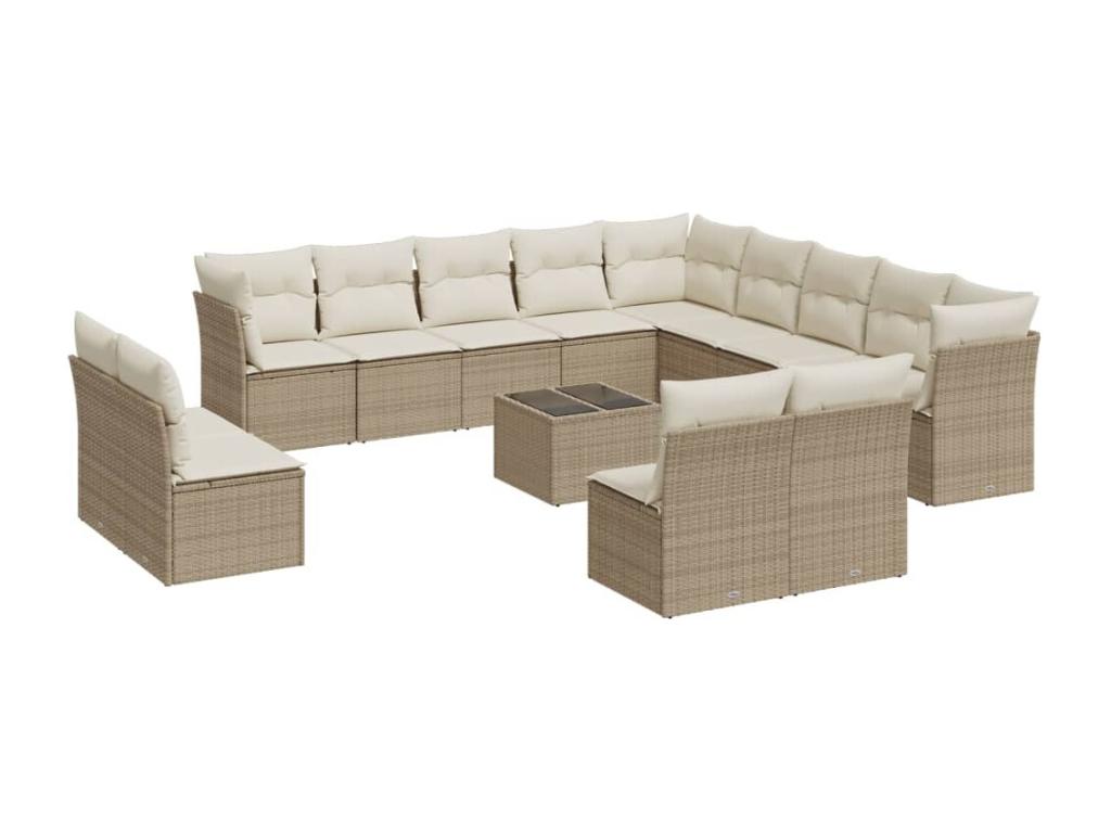 Beige Woven Resin Wicker Outdoor Furniture Set - dlz1766457142829