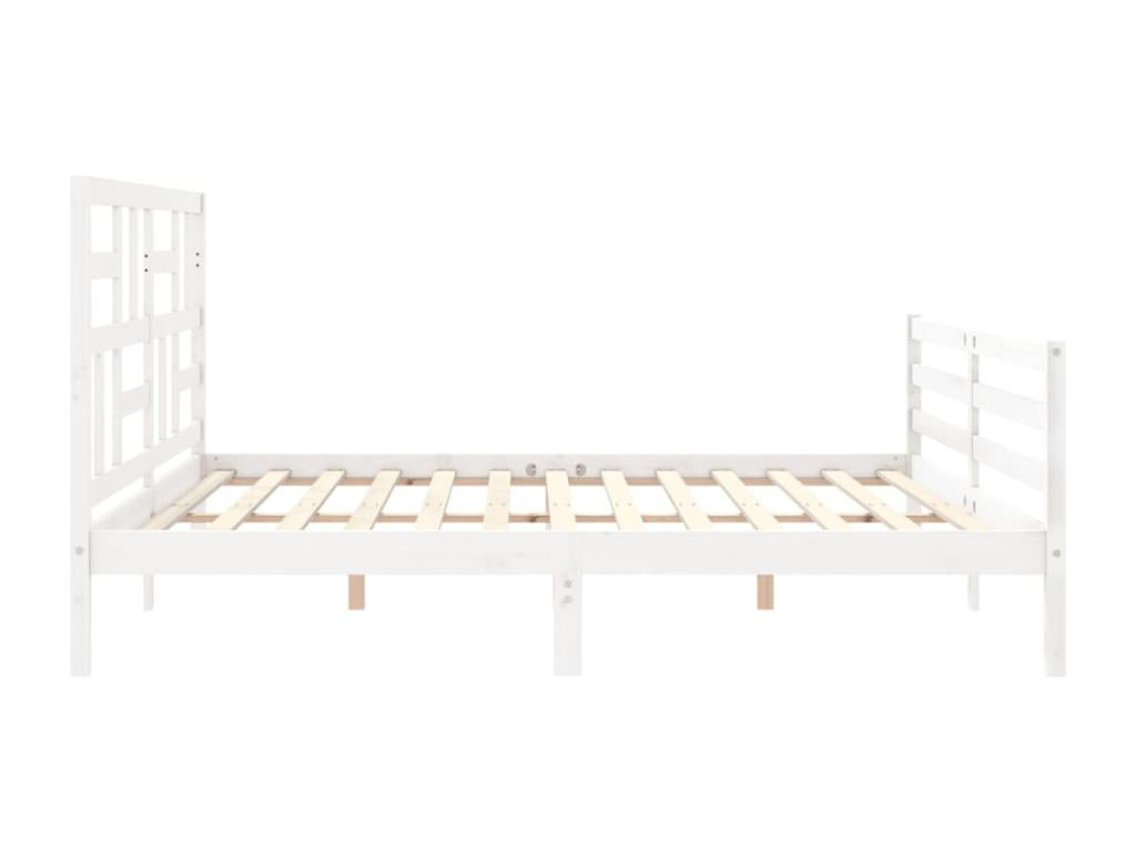 White Solid Wood Bed Frame, 200 x 200 cm