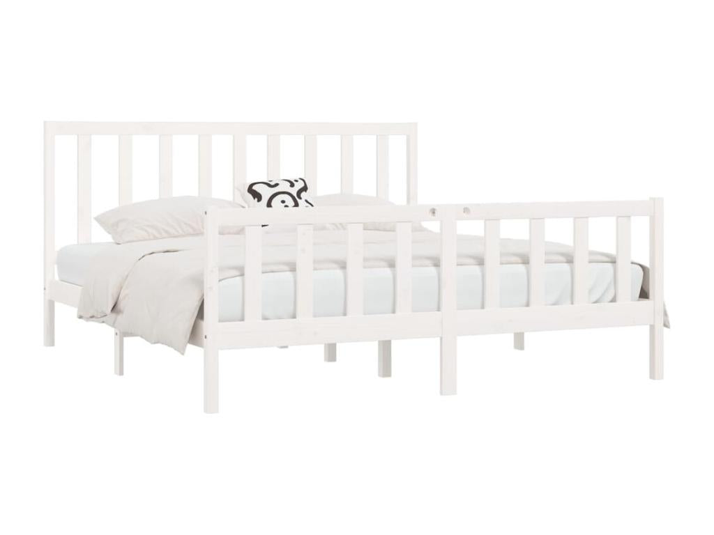 White Solid Wood Bed Frame, 200 x 200 cm - dlz1766456681565