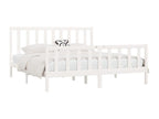 White Solid Wood Bed Frame, 200 x 200 cm - dlz1766456681565