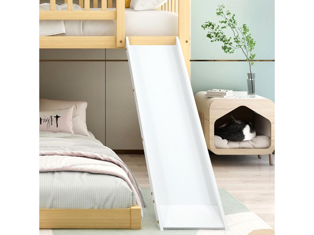 Natural Solid Wood Bunk Bed Frame, 2 x 90 x 200 cm