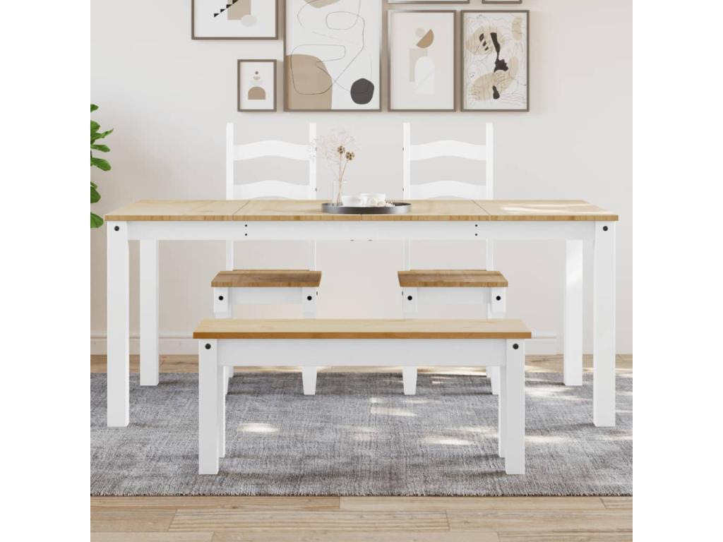 White Solid Wood Dining Table, 180 x 90 x 75 cm