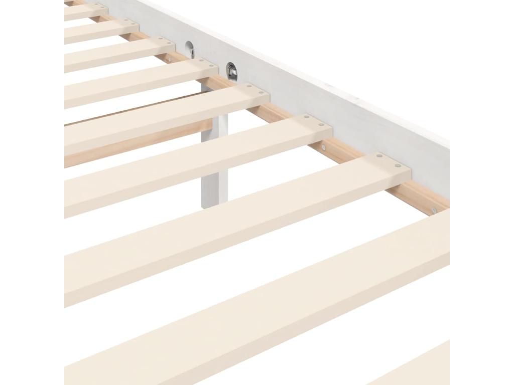 White Solid Wood Bed Frame, 200 x 200 cm