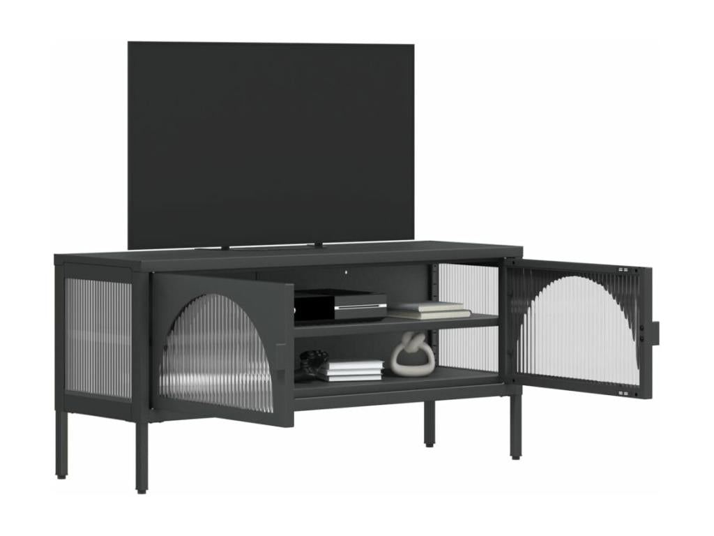 Black Glass TV Stand, 105 x 35 x 50 cm
