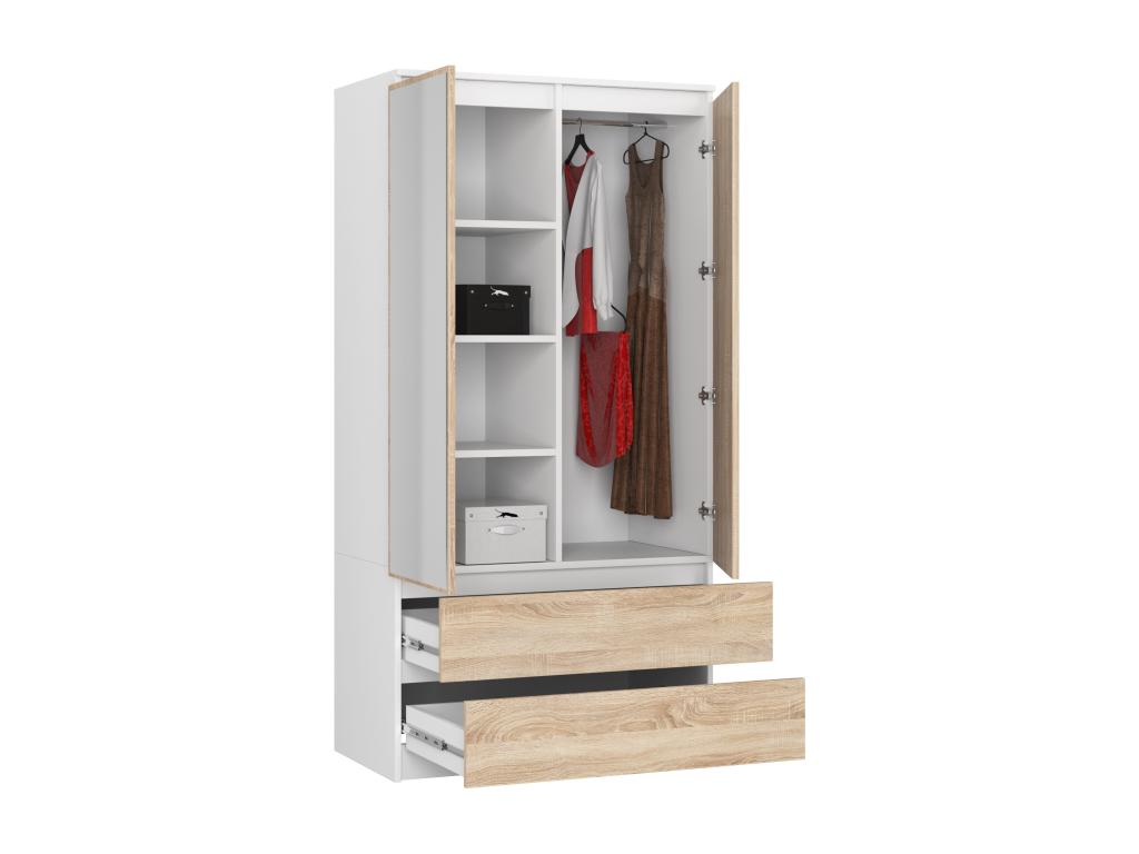 White Oak Wood Wardrobe, 90 x 51 x 180 cm