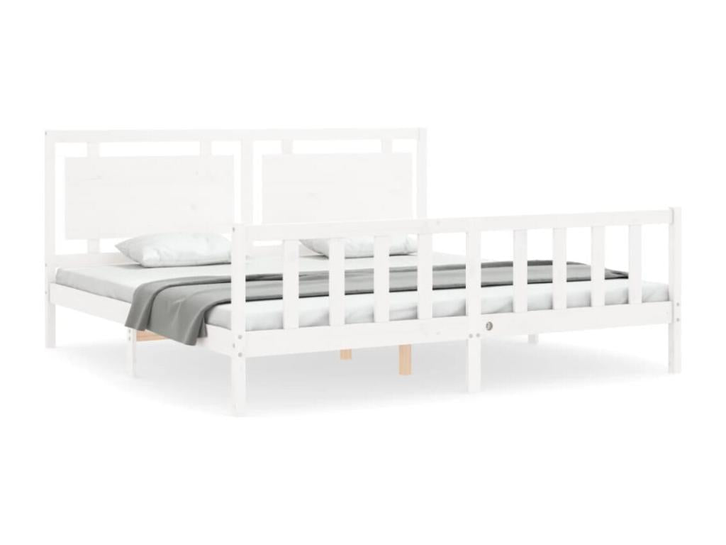 White Solid Wood Bed Frame, 180 x 200 cm