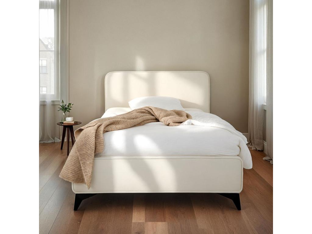 White Fabric Bed Frame, 90 x 190 cm