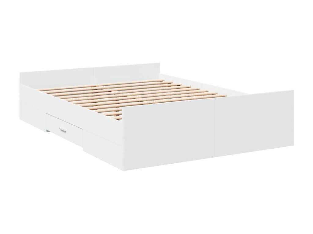 White Engineered Wood Bed Frame, 135 x 190 cm