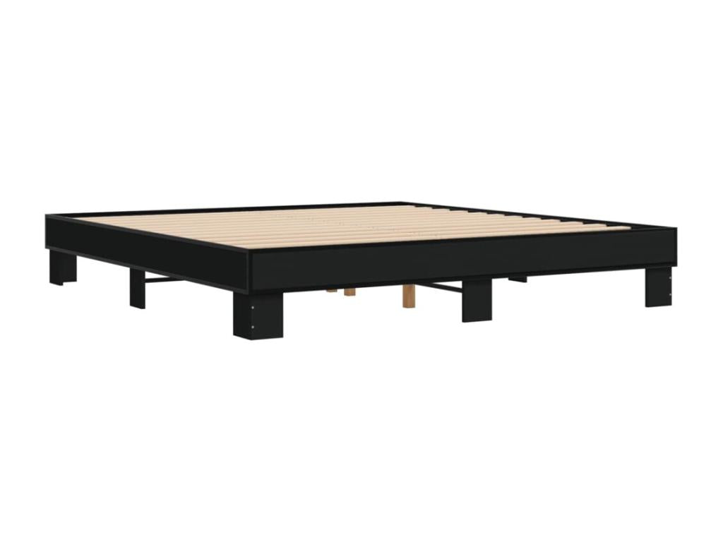 Black Engineered Wood Bed Frame, 200 x 200 cm