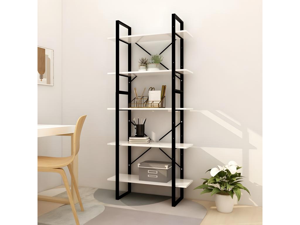 White Engineered Wood Bookcase, 80 x 30 x 175 cm