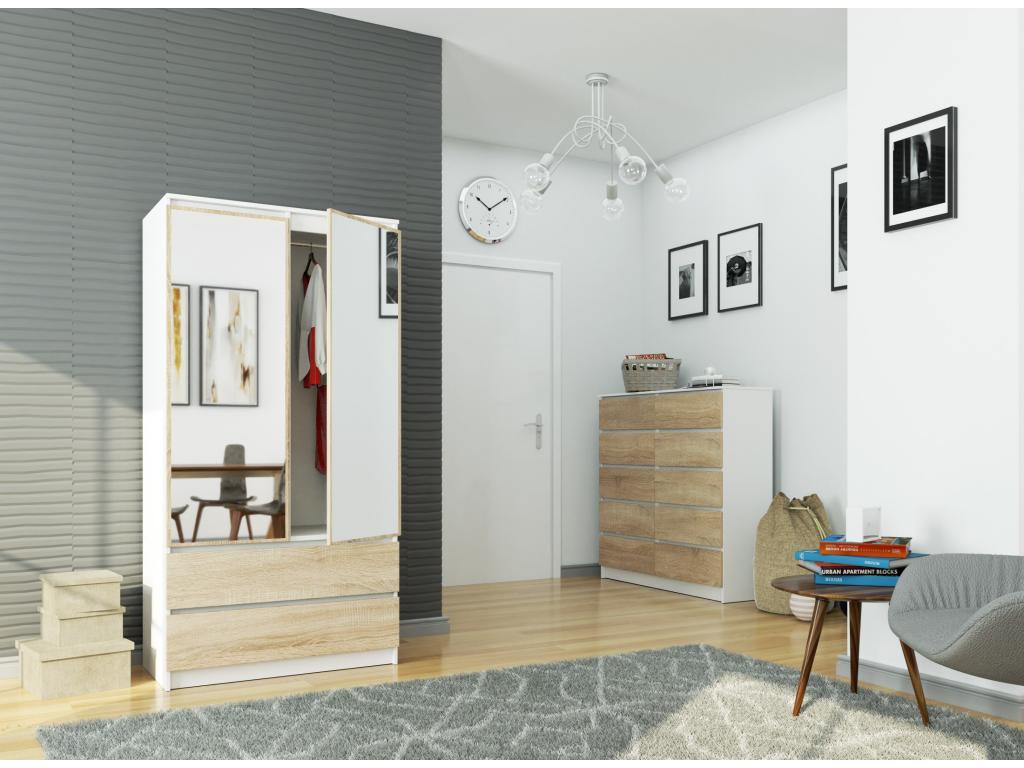 White Oak Wood Wardrobe, 90 x 51 x 180 cm