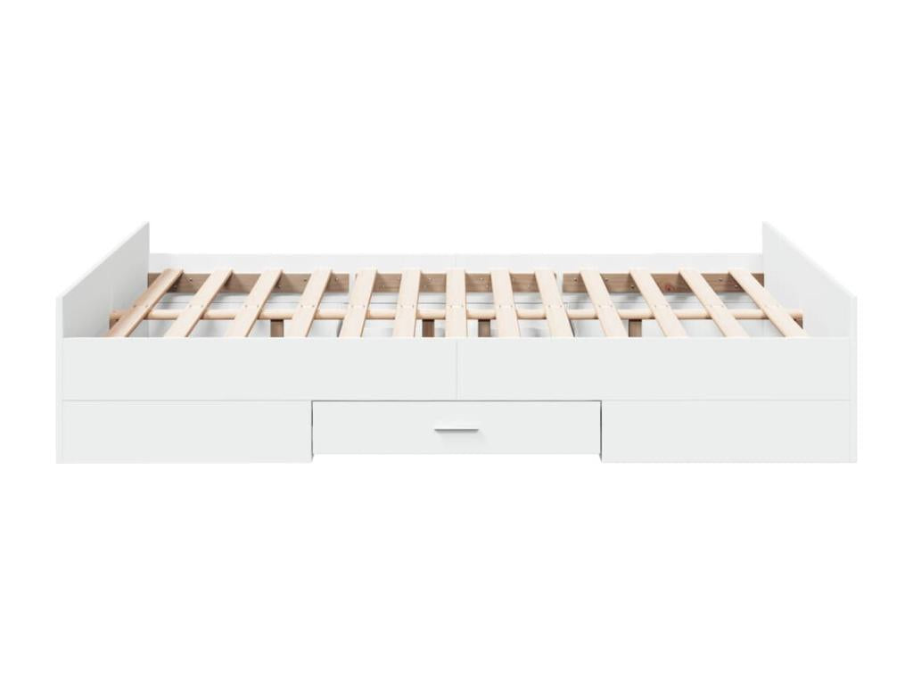 White Engineered Wood Bed Frame, 135 x 190 cm