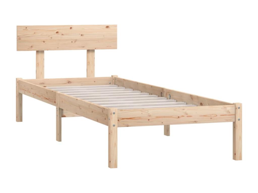 Brown Pine Wood Bed Frame, 90 x 190 cm