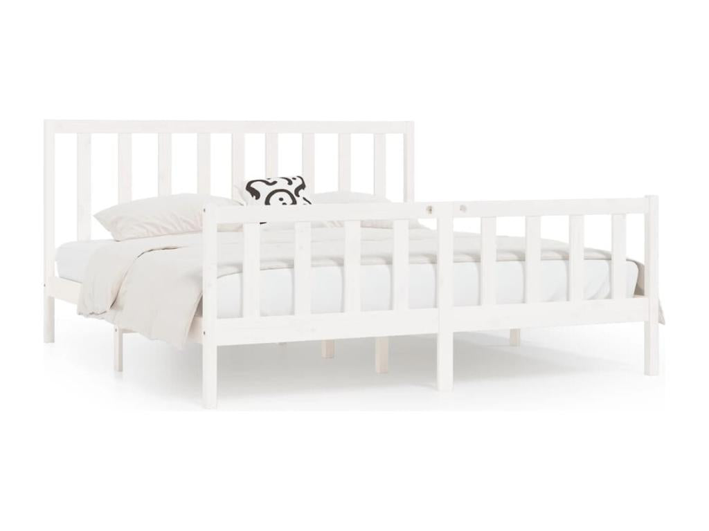 White Solid Wood Bed Frame, 200 x 200 cm - dlz1766456681565