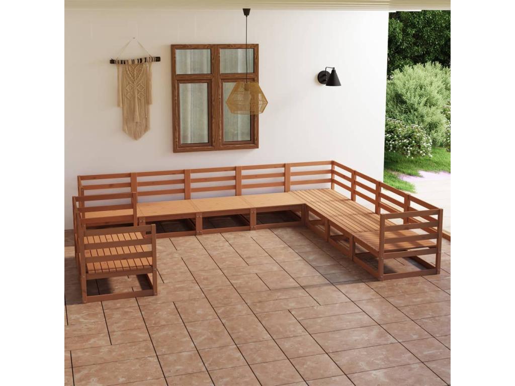 Brown Pine Wood Outdoor Furniture Set - dlz1766456818367