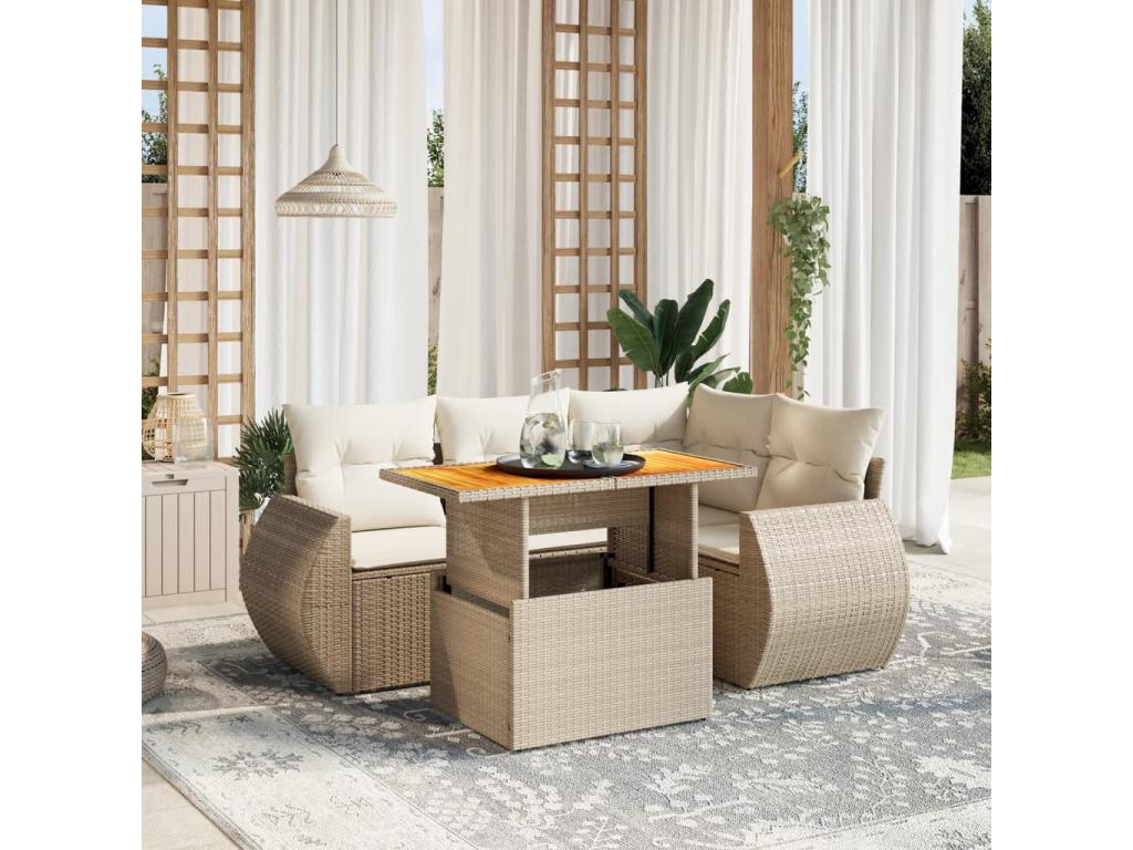 Beige Woven Resin Wicker Outdoor Furniture Set - dlz1766456401719