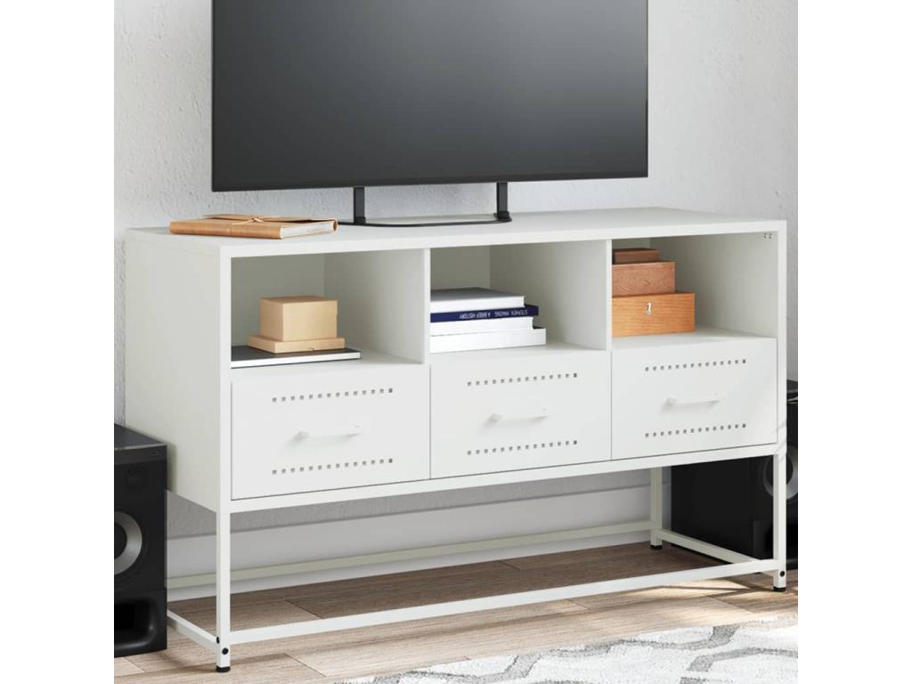 White TV Stand, 100.5 x 39 x 60.5 cm