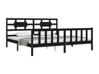 Black Solid Wood Bed Frame, 200 x 200 cm