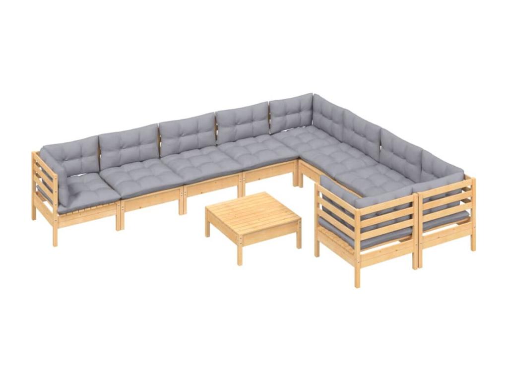 Gray Pine Wood Outdoor Furniture Set