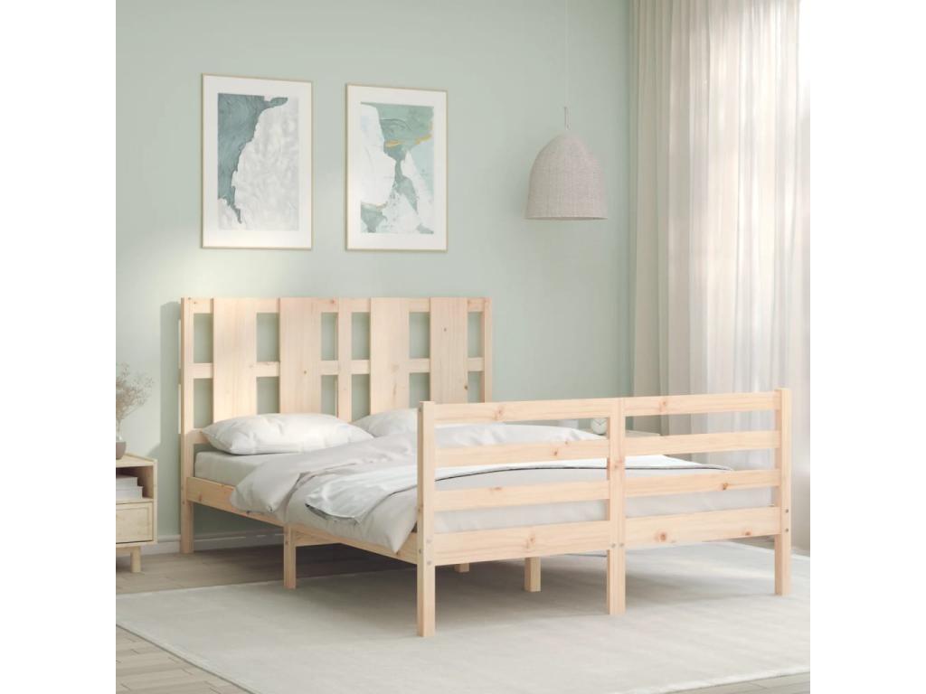Brown Solid Wood Bed Frame