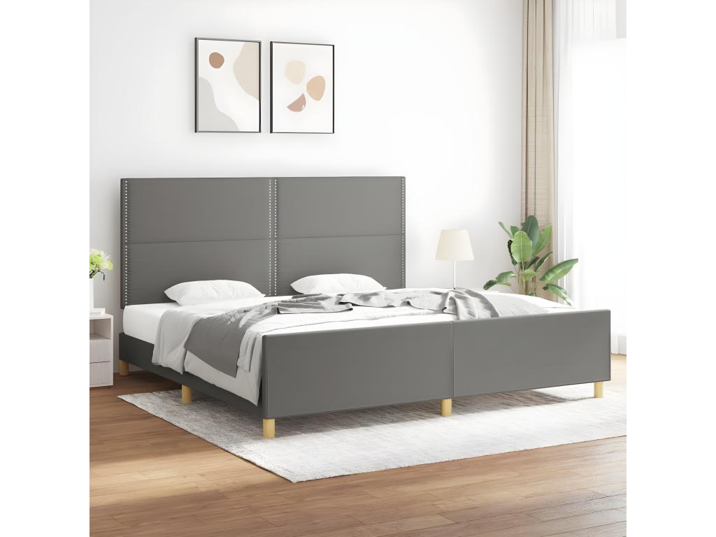 Gray Fabric Bed Frame, 200 x 200 cm