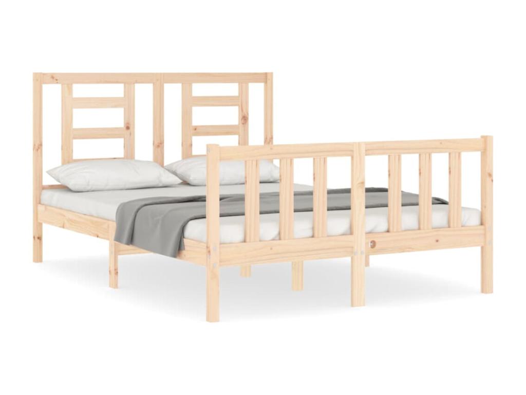 Brown Solid Wood Bed Frame, 140 x 190 cm