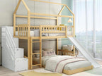 Natural Solid Wood Bunk Bed Frame, 2 x 90 x 200 cm