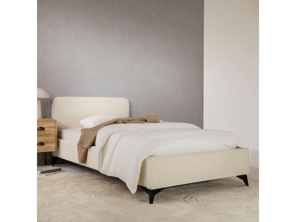 White Fabric Bed Frame, 90 x 190 cm