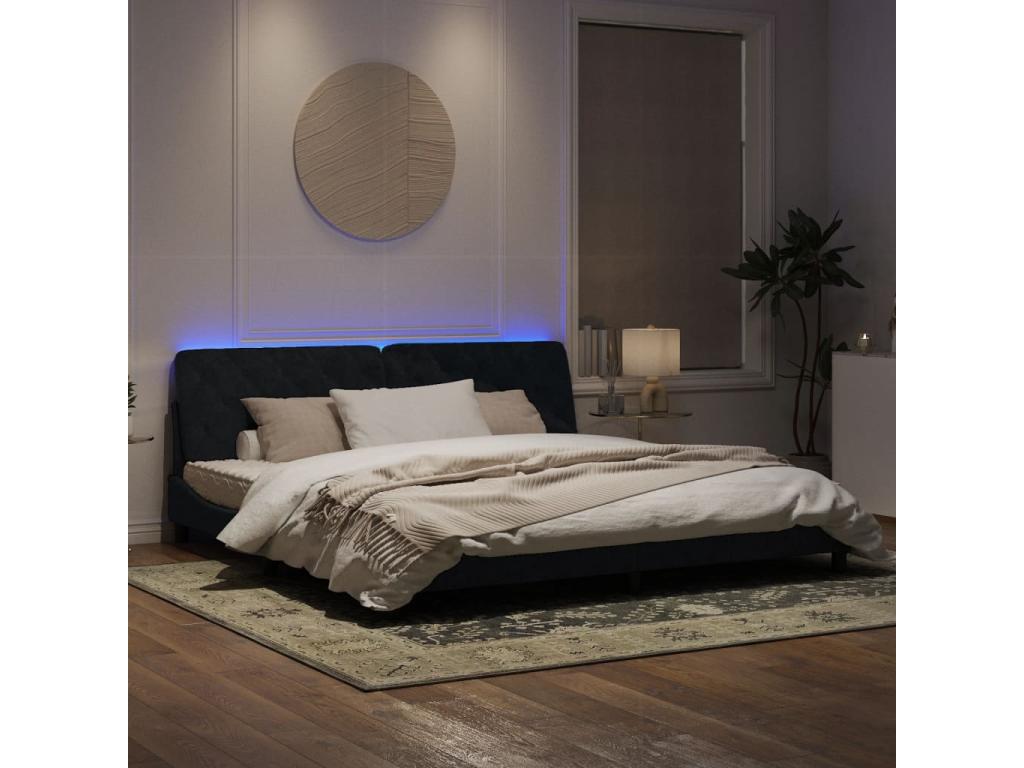 Black Velvet Bed Frame, 200 x 200 cm