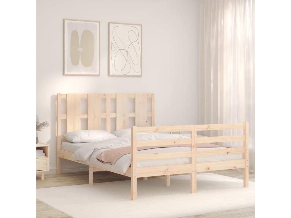 Brown Solid Wood Bed Frame