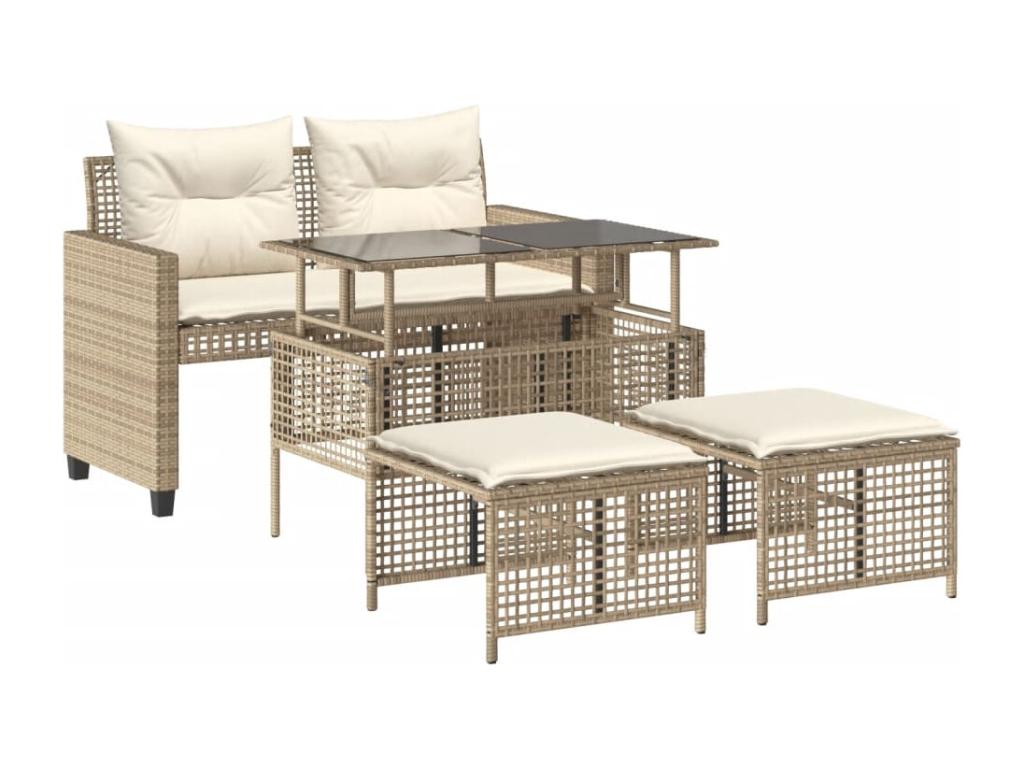 Beige Glass Outdoor Furniture Set