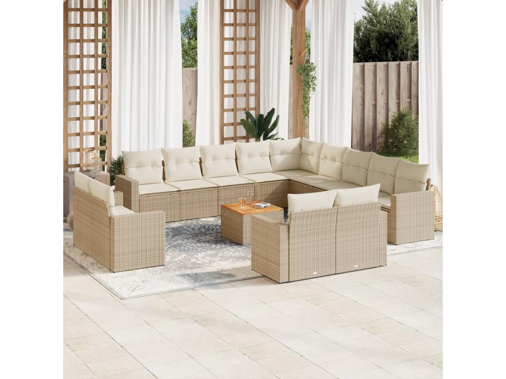 Beige Woven Resin Wicker Outdoor Furniture Set - dlz1766456691251