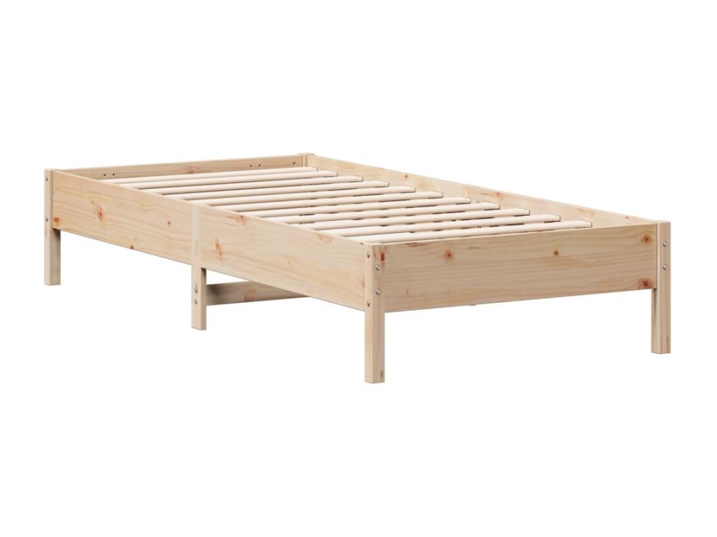 Brown Pine Wood Bed Frame, 90 x 200 cm