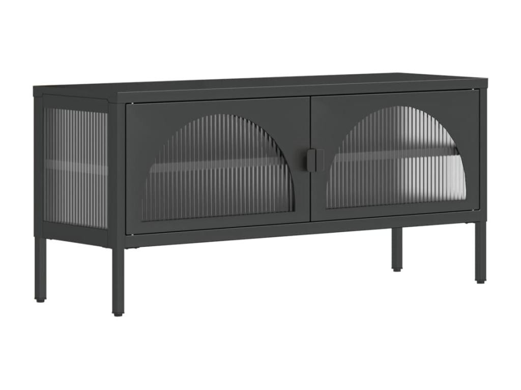 Black Glass TV Stand, 105 x 35 x 50 cm
